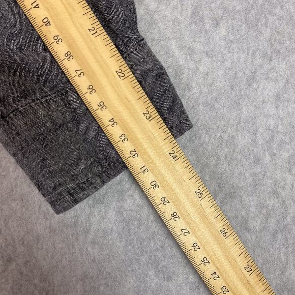 Deus Ex Machina Shirt Mens S Grey Long Sleeve Chambray Pearl Snap Moto Work - Picture 8 of 15